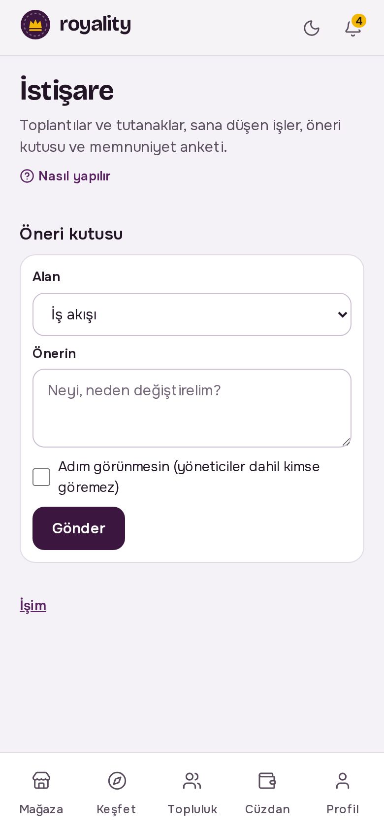 İstişare: anket, toplantılar ve öneri kutusu