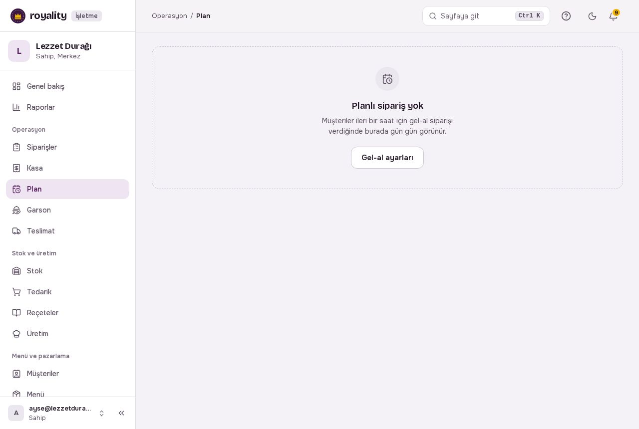 Üretim planı: gün gün planlı siparişler
